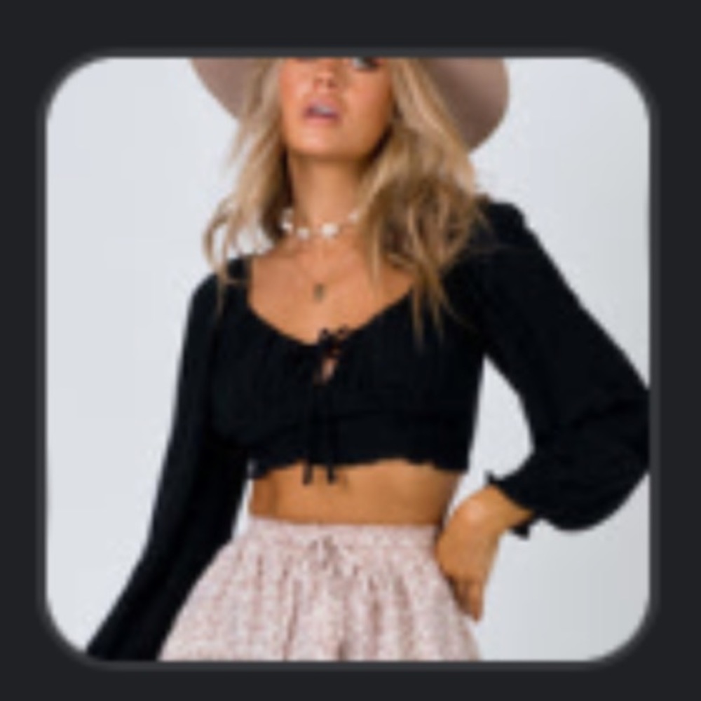 Princess Polly Black Long Sleeve Crop Top